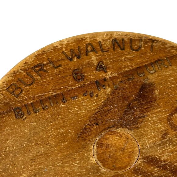 Vintage Burl Walnut 6 4 Salad Bowl With Hanging Utensils MCM Billings Missouri - Picture 5 of 12